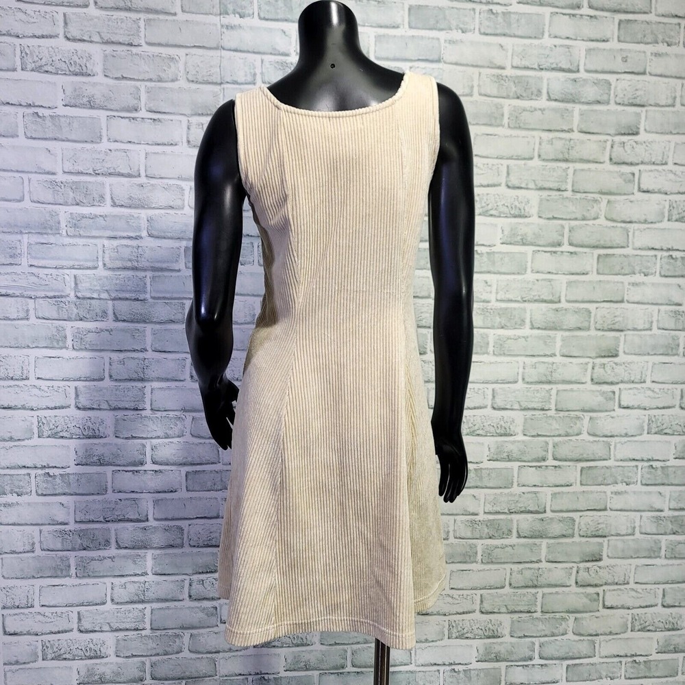 Jones New York Sport Ribbed Corduroy Dress Cream Sleeveless 90s Y2K Babydoll - Picture 7 of 8